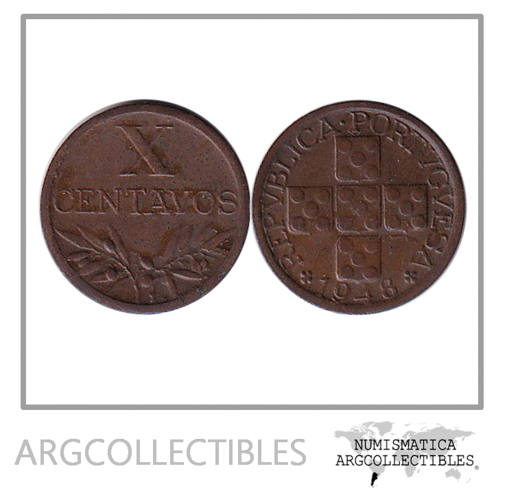 Portugal Moneda 10 Centavos 1948 Bronce KM-583 VF+
