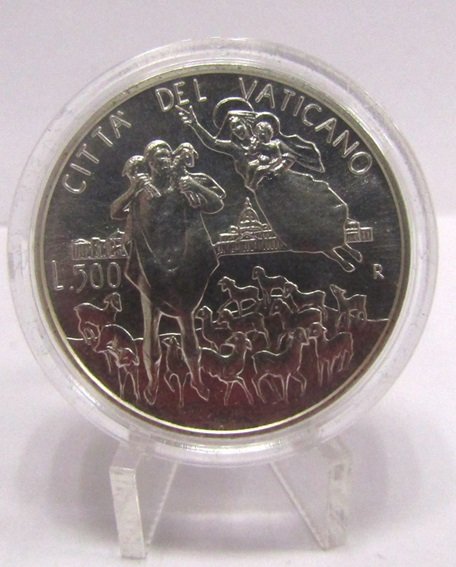 Vaticano Moneda 500 Liras Plata 835 1996 50 Aniversario Juan Pablo II KM-269 Unc - Imagen 2