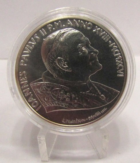 Vaticano Moneda 500 Liras Plata 835 1996 50 Aniversario Juan Pablo II KM-269 Unc - Imagen 3