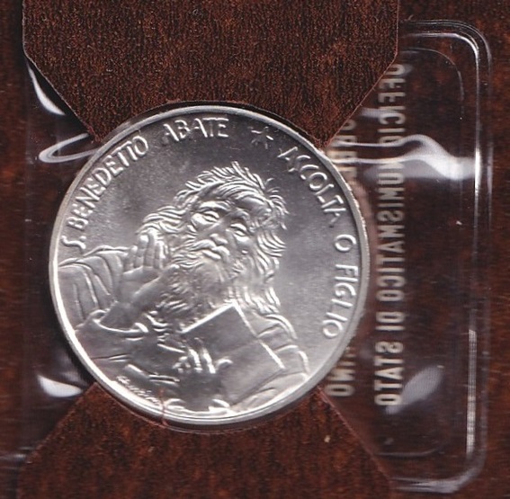 San Marino Moneda 1.000 Liras 1980 San Benedicto Plata 835 Km-112 UNC - Imagen 2
