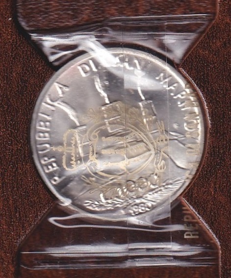San Marino Moneda 1.000 Liras 1980 San Benedicto Plata 835 Km-112 UNC - Imagen 3
