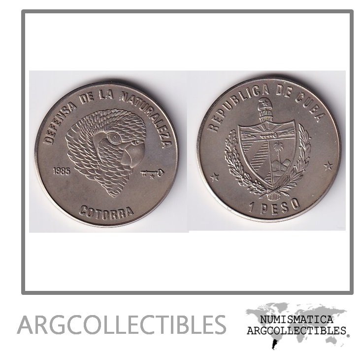 Cuba Moneda 1 Peso 1985 Cotorra Cabeza Niquel KM-128 UNC