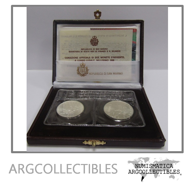 San Marino Set 500 Y 1.000 Liras Plata 835 1988 Juegos Olimpicos Calgary KM-216-217 Unc