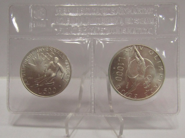 San Marino Set 500 Y 1.000 Liras Plata 835 1988 Juegos Olimpicos Calgary KM-216-217 Unc - Imagen 2