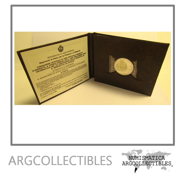 San Marino Moneda 1.000 Liras 1980 San Benedicto Plata 835 Km-112 UNC