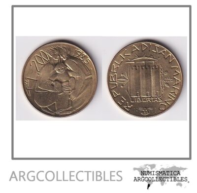 San Marino Moneda 200 Liras 1985 Bronce KM-180 UNC