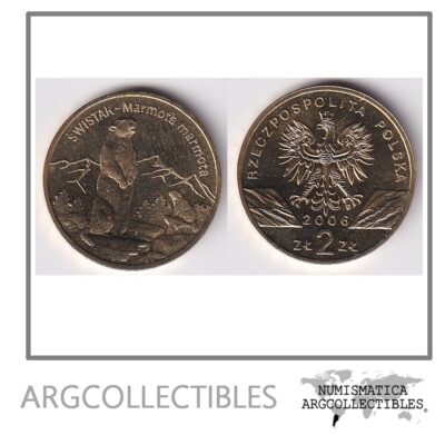 Polonia Moneda 2 Zlotych 2006 Marmota Laton KM-534 UNC