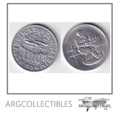 San Marino Moneda 10 Liras 1978 Aluminio KM-79 UNC