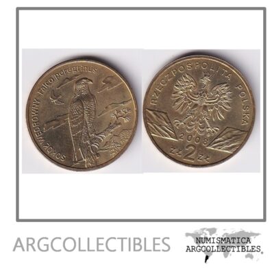 Polonia Moneda 2 Zlotych 2008 Alcon Peregrino Laton KM-627 UNC