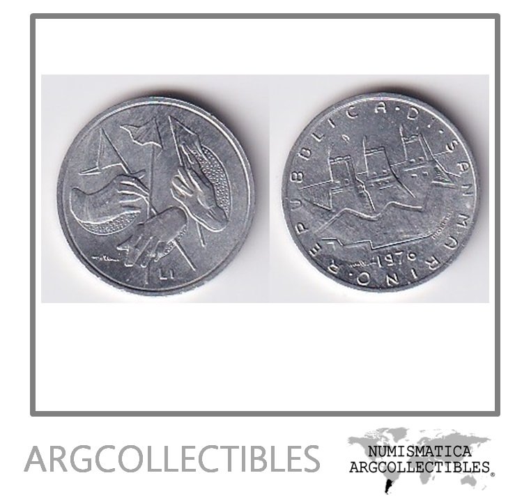 San Marino Moneda 1 Lira 1976 Aluminio KM-51 UNC