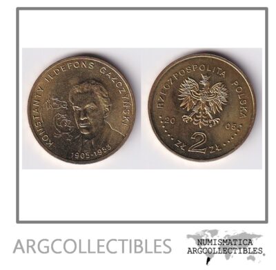Polonia Moneda 2 Zlotych 2005 Konstanty I. Galczynski Laton KM-527 UNC