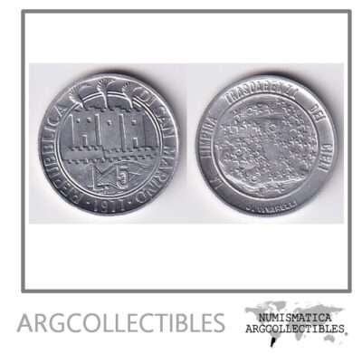 San Marino Moneda 5 Liras 1977 Aluminio KM-65 UNC