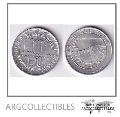 San Marino Moneda 10 Liras 1977 Ecologia Aluminio KM-66 UNC
