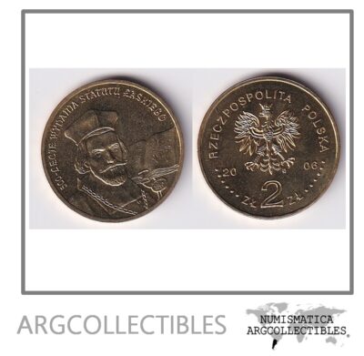 Polonia Moneda 2 Zlotych 2006 Jan Laski Laton KM-574 UNC