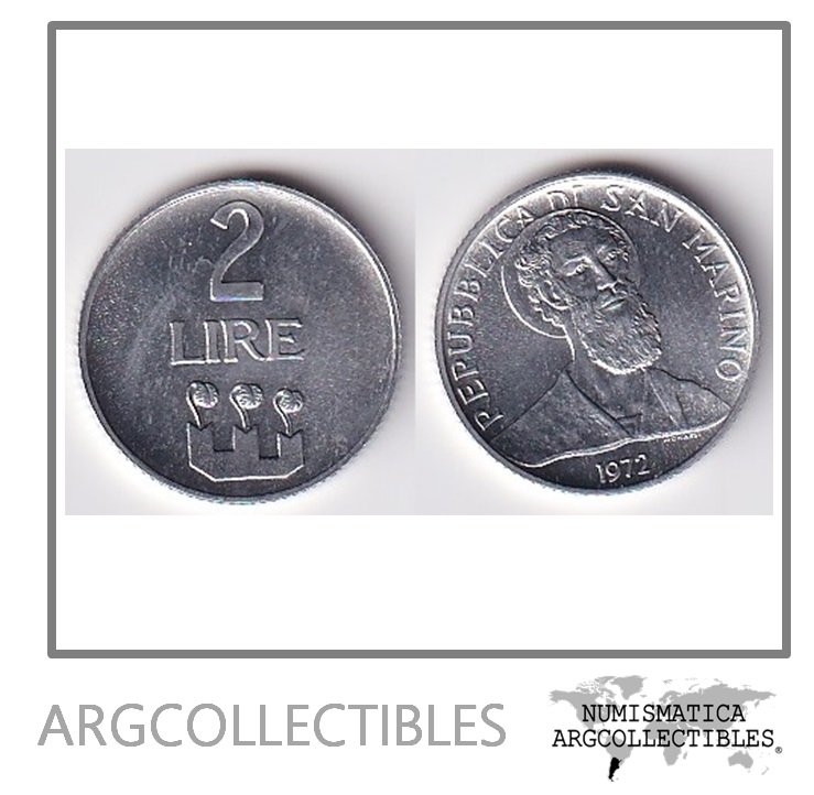 San Marino Moneda 2 Liras 1972 Aluminio KM-15 UNC