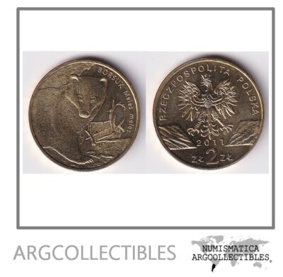 Polonia Moneda 2 Zlotych 2011 Tejon Laton KM-762 UNC