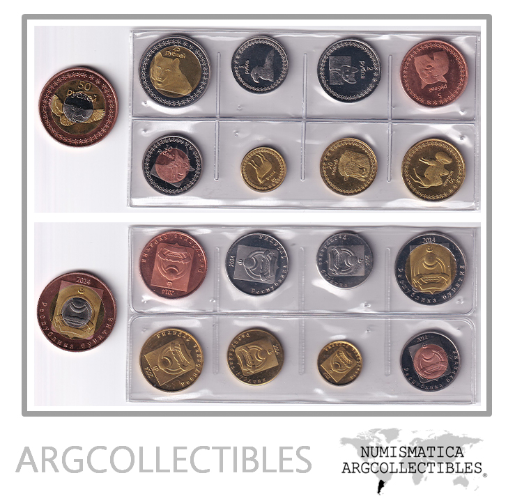 Buryatia (Rusia) Set x9 Monedas 2014 Animales UNC