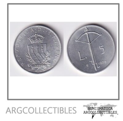 San Marino Moneda 5 Liras 1979 Aluminio KM-91 UNC