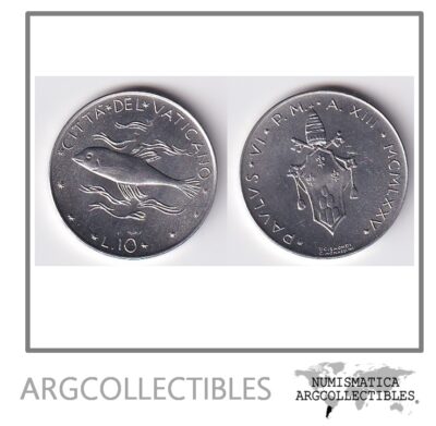 Vaticano Moneda 10 Liras 1975 Aluminio KM-119 UNC