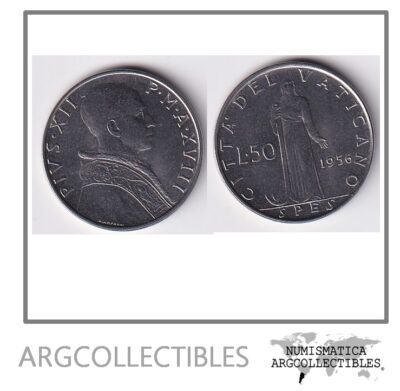Vaticano Moneda 50 Liras 1956 Acero KM-54 UNC