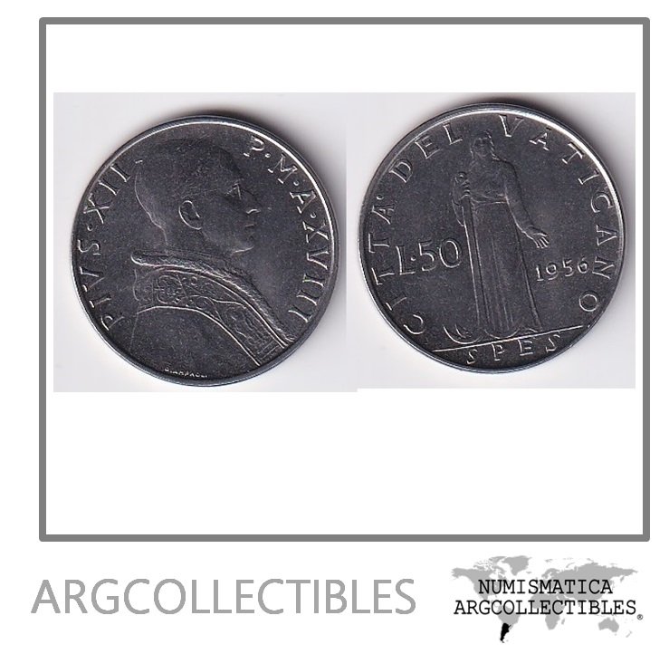 Vaticano Moneda 50 Liras 1956 Acero KM-54 UNC