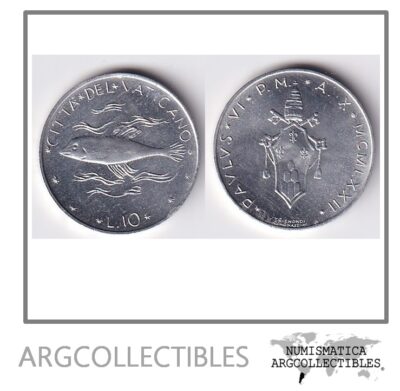 Vaticano Moneda 10 Liras 1972 Aluminio KM-119 UNC