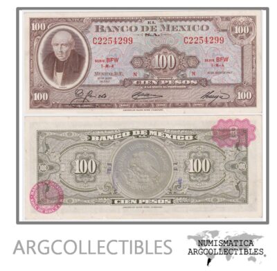 Mexico Billete 100 Pesos 1967 P- 61D AU