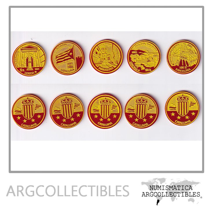 Cataluña Set x5 Monedas 2021 Polimero Esmaltadas UNC