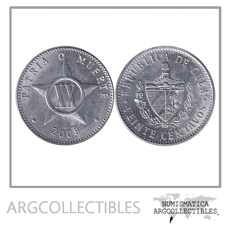 Cuba Moneda 20 Centavos 2008 Aluminio KM-35 UNC