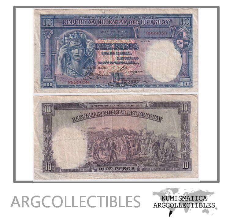 Uruguay Billete 10 Pesos 1935 P-30/CR-9.V.9 VF