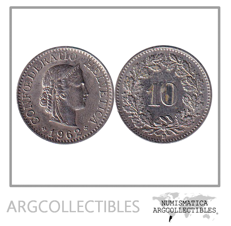 Suiza Moneda 10 Rappen 1962 Niquel KM-27 AU