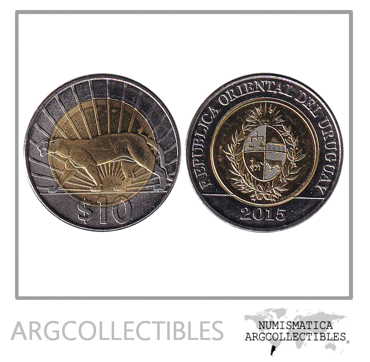 Uruguay Moneda 10 Pesos 2015 Bimetalica KM-134 Puma UNC