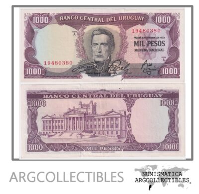 Uruguay Billete 1.000 Pesos 1967 P-49/CR-9A.10 XF+