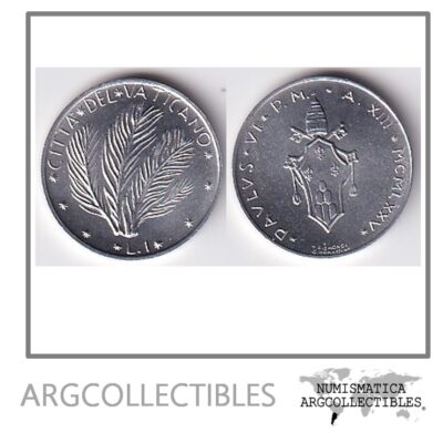 Vaticano Moneda 1 Lira 1975 Aluminio KM-116 UNC