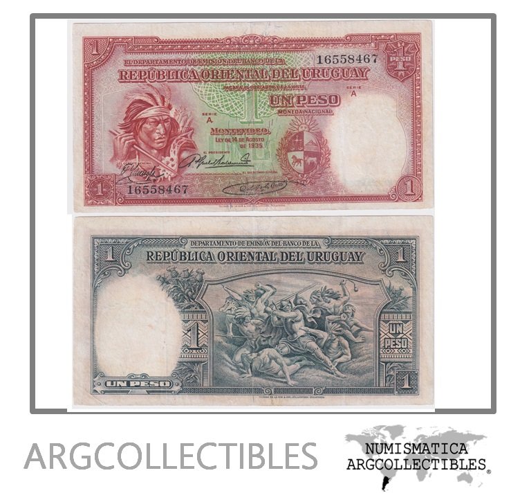 Uruguay Billete 1 Peso 1935 P-28/CR-9.111.11 VF