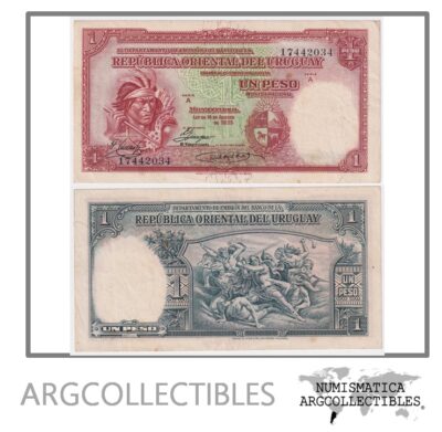 Uruguay Billete 1 Peso 1935 P-28/CR-9.111.12 AU