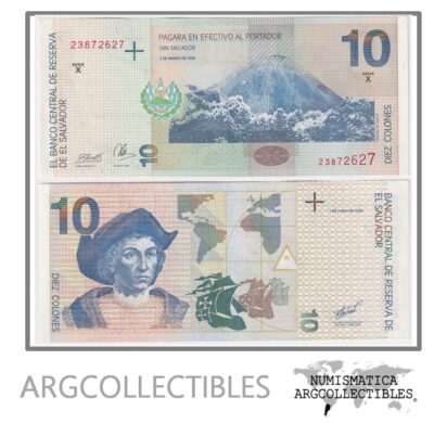 El Salvador Billete 10 Colones 1998 P-148b UNC (SERIE X)