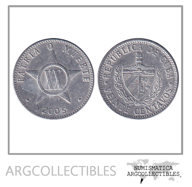Cuba Moneda 20 Centavos 2005 Aluminio KM-35 UNC