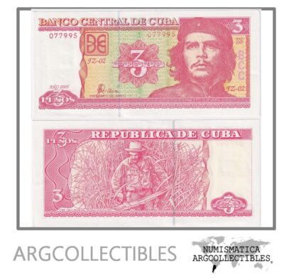 Cuba Billete 3 Pesos 2005 P-127b UNC (Reposicion)