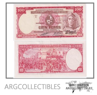 Uruguay Billete 100 Pesos 1939 P-43a/CR-3D.3.1 AU (SERIE D)
