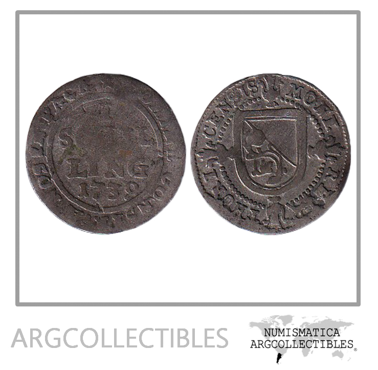 Suiza (Zurich) Moneda 1 Shilling 1739 Plata KM-148