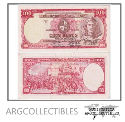 Uruguay Billete 100 Pesos 1939(1967) P-43C/CR-3D.5 AU (SERIE D)