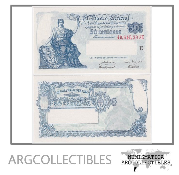 Argentina Billete 50 Centavos 1949 P-256/BOT-1811 UNC Serie E