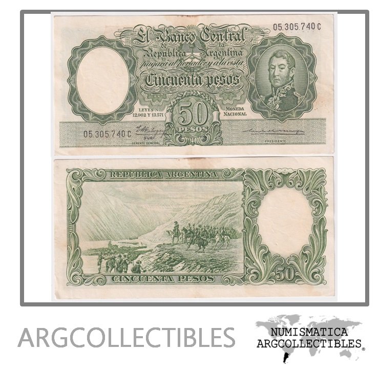 Argentina Billete 50 Pesos 1963 P-271c/BOT-2011 VF+ (Serie C)
