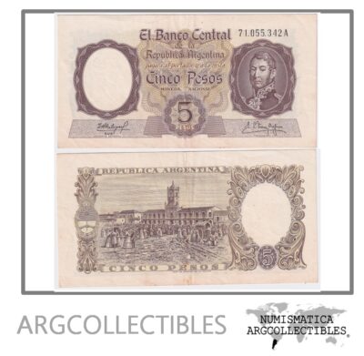 Argentina Billete 5 Pesos 1962 P-275c/BOT-1925 XF (Serie A)