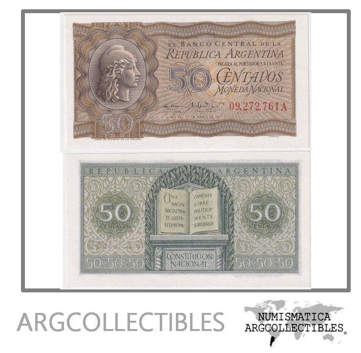 Argentina Billete 50 Centavos 1950 P-259a/BOT-1901 UNC (Serie A)