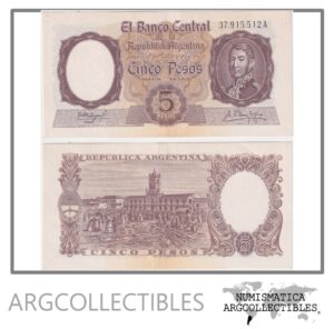 Argentina Billete 5 Pesos 1960 P-275c/BOT-1923 XF (Serie A)