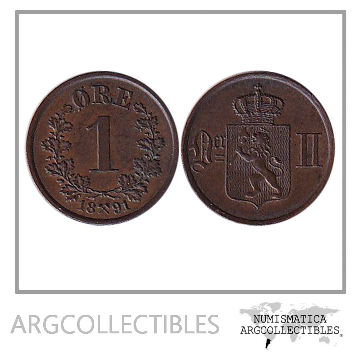 Noruega Moneda 1 Ore 1891 Bronce KM-352 AU