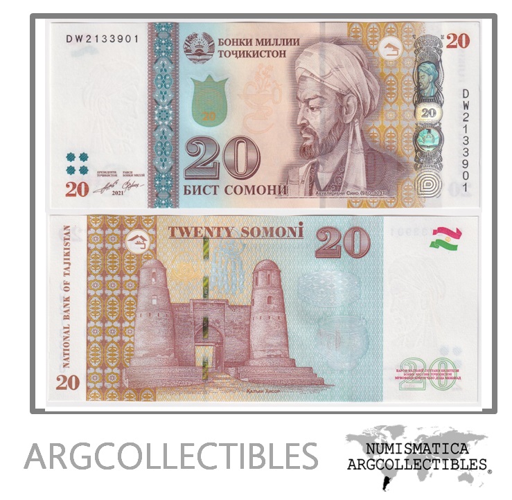 Tajikistan Billete 20 Somoni 2021 P-25 UNC