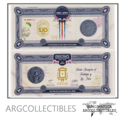 Costa Rica Billete 1 Peso 2021 / 200 Aniversario Independencia UNC